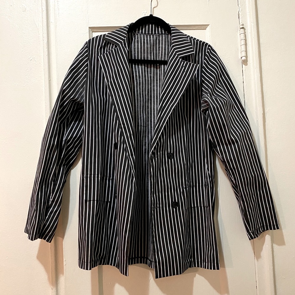 Black and white striped blazer